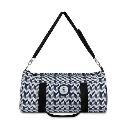 Prism Point Athletic Collection Chevron Navy and White Duffel Bag — Navy Geometric Travel Gym Bag - Creations by Chris and Carlos
