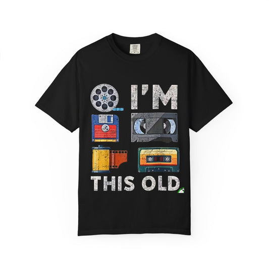 Vintage Media "I'M THIS OLD" T-Shirt — Retro Cassette & VHS Nostalgia Tee - Creations by Chris and Carlos