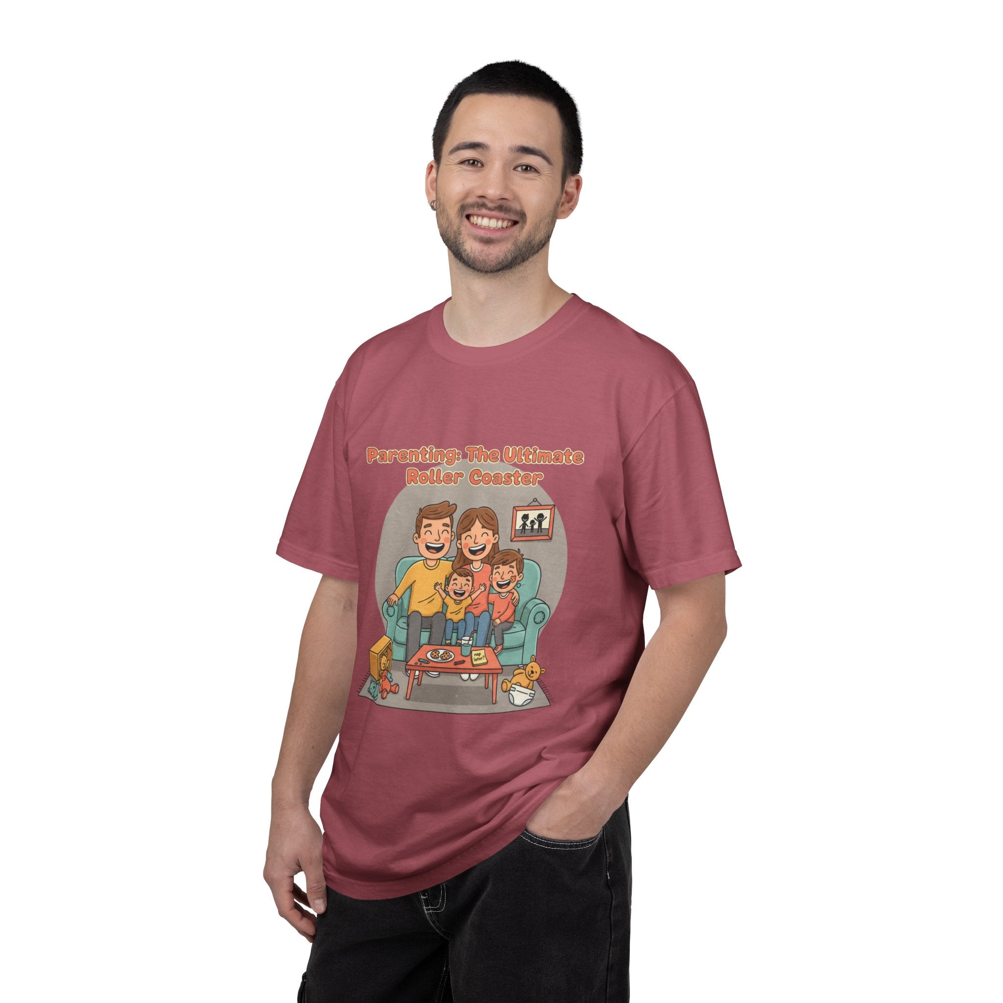 T-Shirt — "Parenting: The Ultimate Roller Coaster" Funny Retro Graphic Tee - Creations by Chris and Carlos