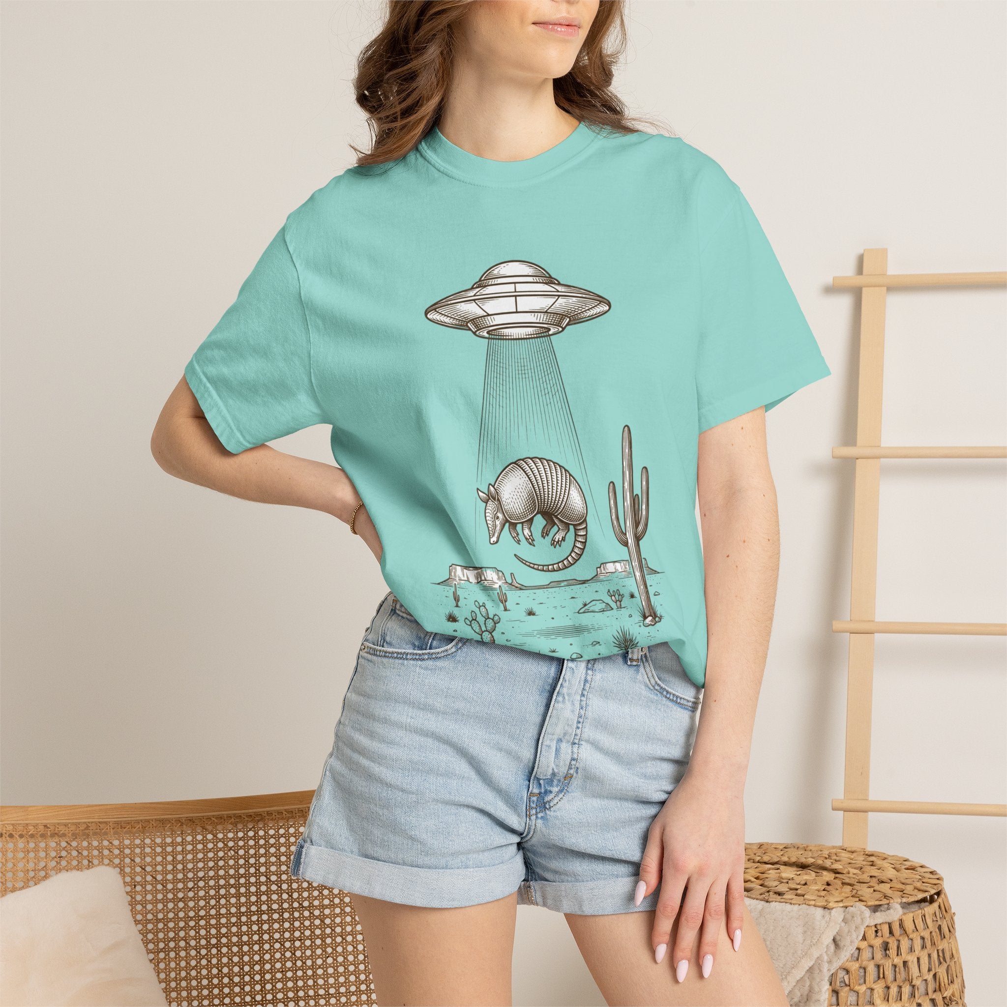 T-Shirt — Desert UFO Abduction Armadillo Graphic - Creations by Chris and Carlos