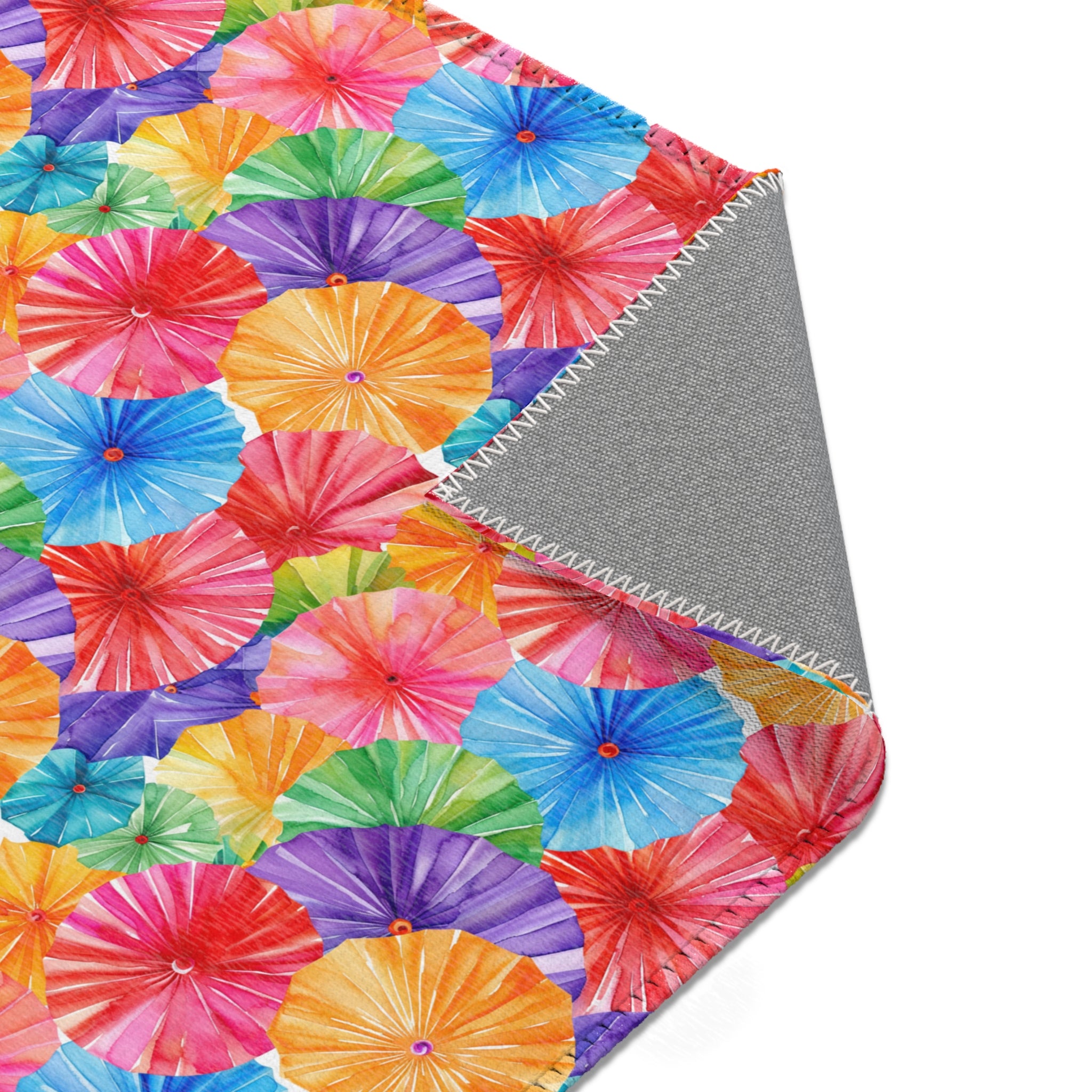 Sol y Alegría (Sun and Joy) Collection- Vibrant Umbrella Pattern Area Rug — Colorful Tropical Beach Vibe Accent Rug - Creations by Chris and Carlos