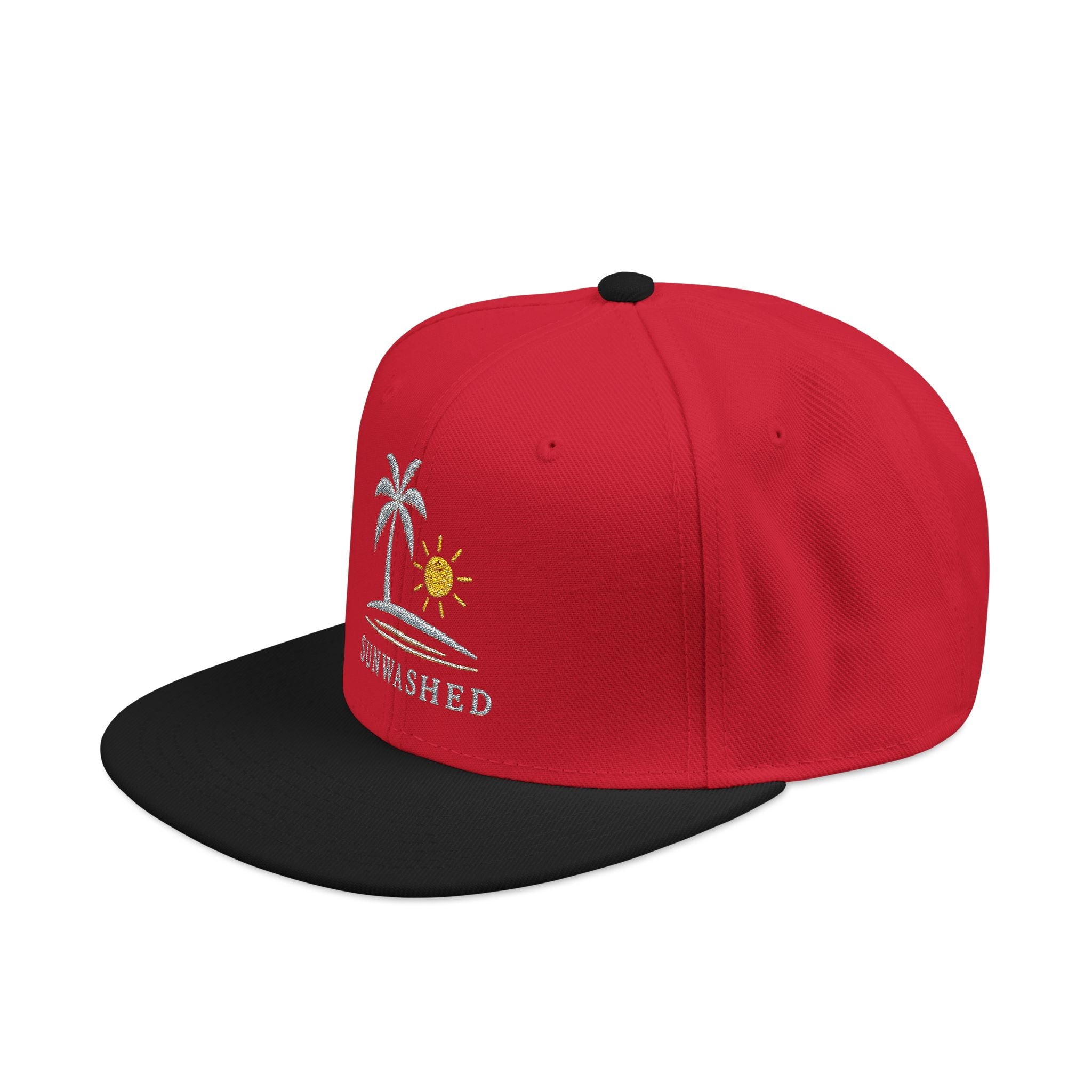 Crashed Palm Tree Snapback Hat — Embroidered Beach Sun Cap - Creations by Chris and Carlos