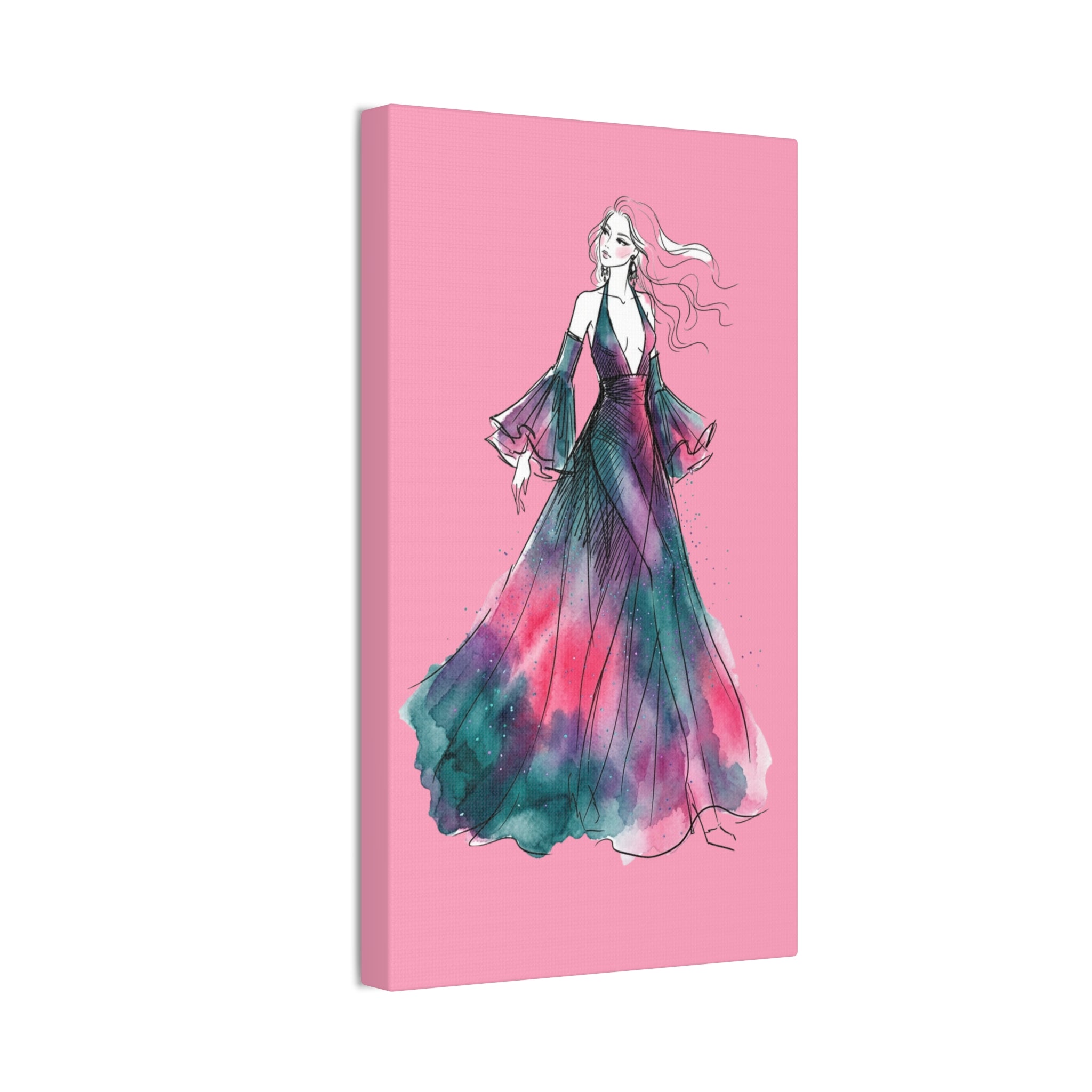Watercolor Evening Gown Canvas Art — Fashion Illustration Wall Decor - Creations by Chris and Carlos