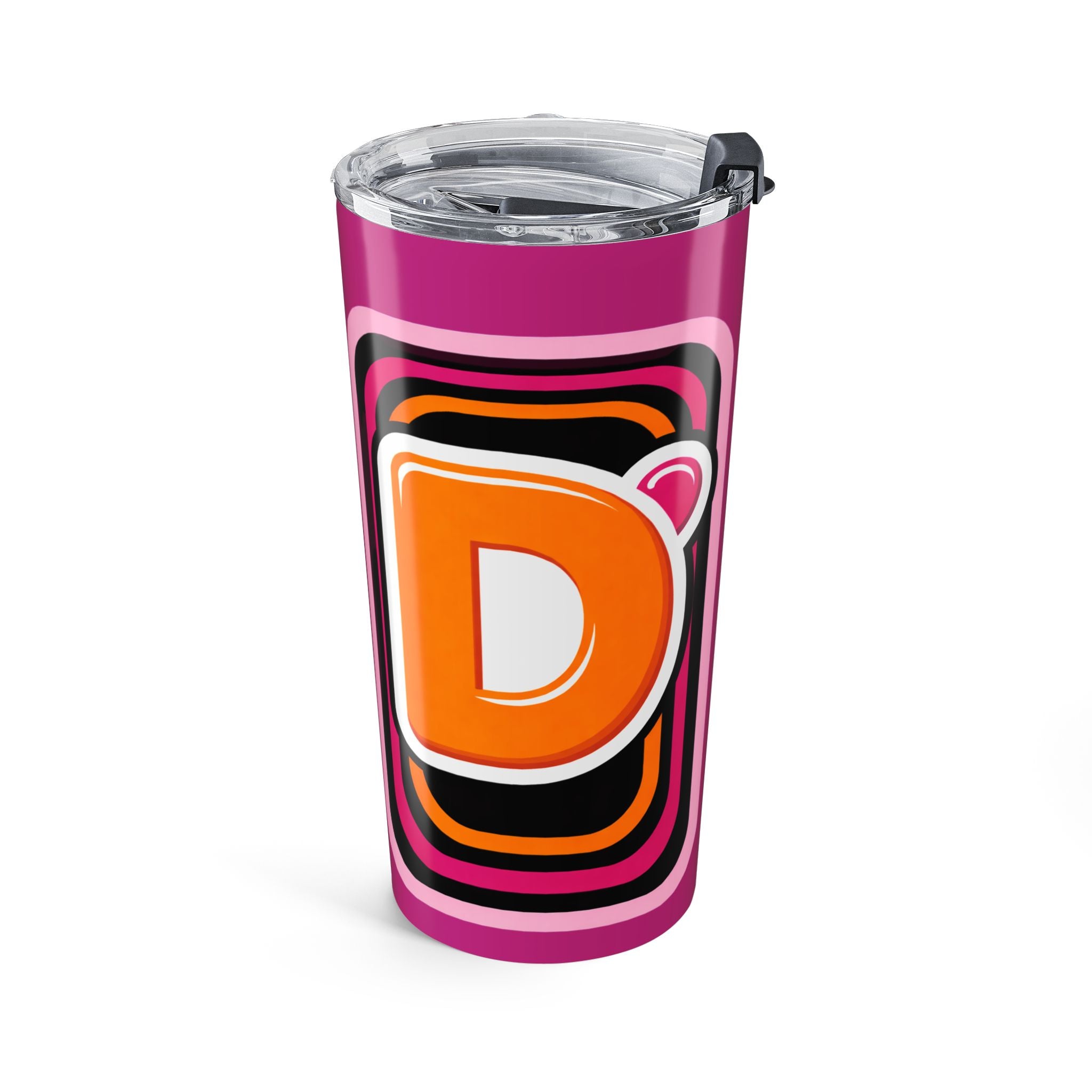 Dunkin Retro Pink Geometric 20oz Tumbler – Insulated Travel Cup - Creations by Chris and Carlos