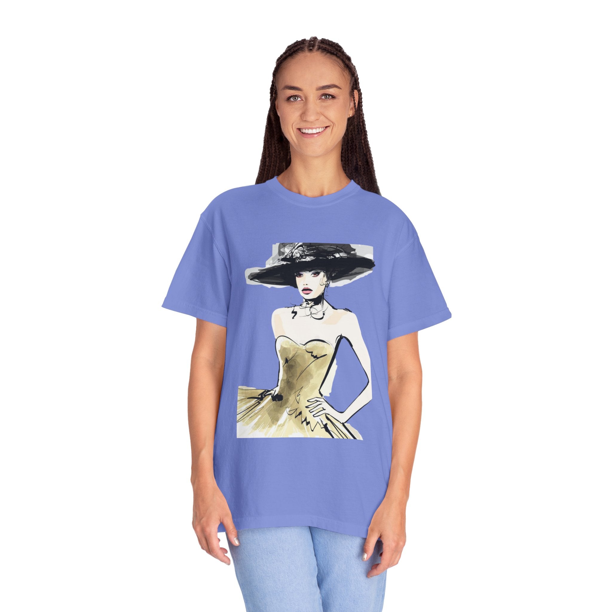 Fashion Illustration Tee — Vintage Chic Lady Graphic T-Shirt - Creations by Chris and Carlos