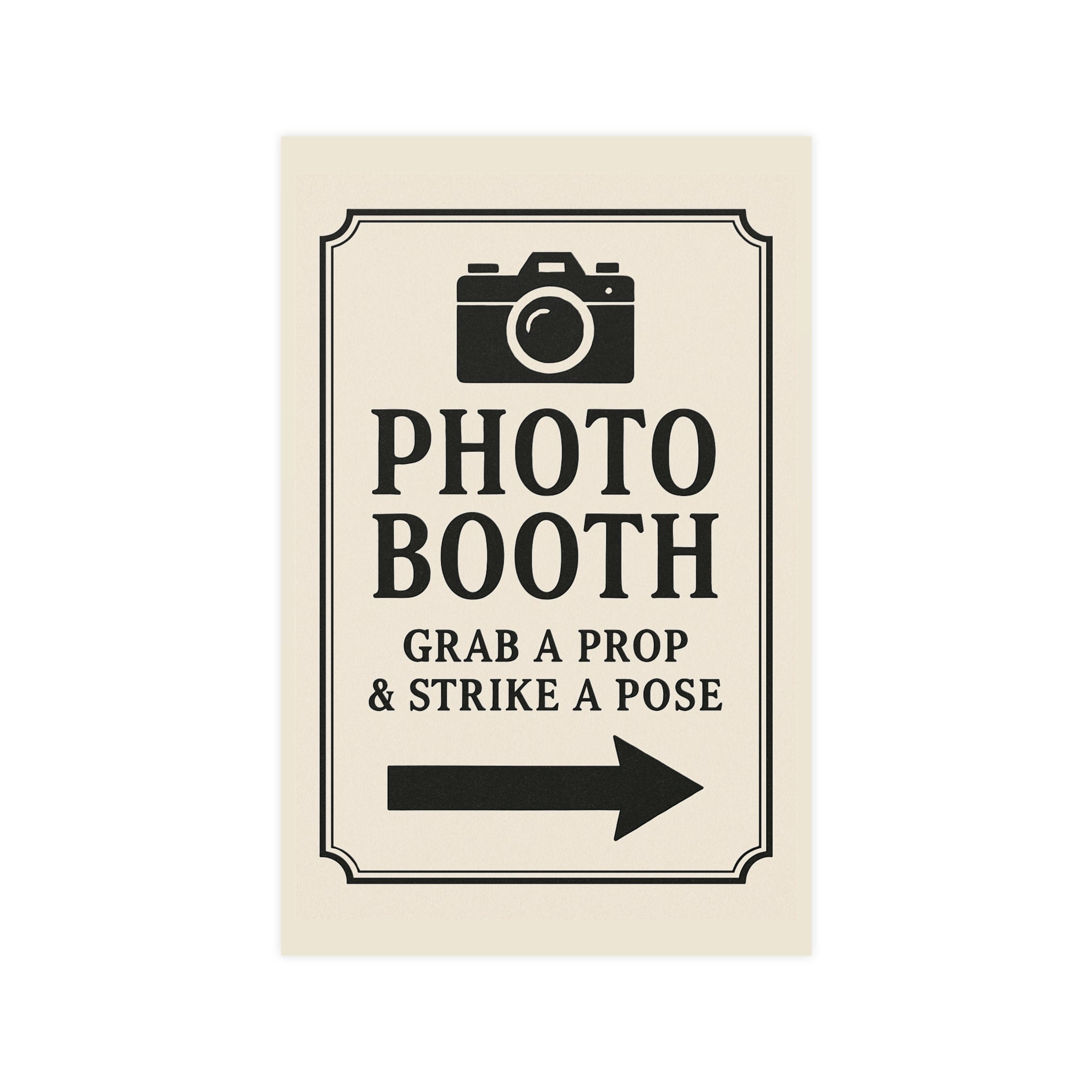Photo Booth Poster — "Photo Booth: Grab a Prop & Strike a Pose" Matte Sign - Creations by Chris and Carlos