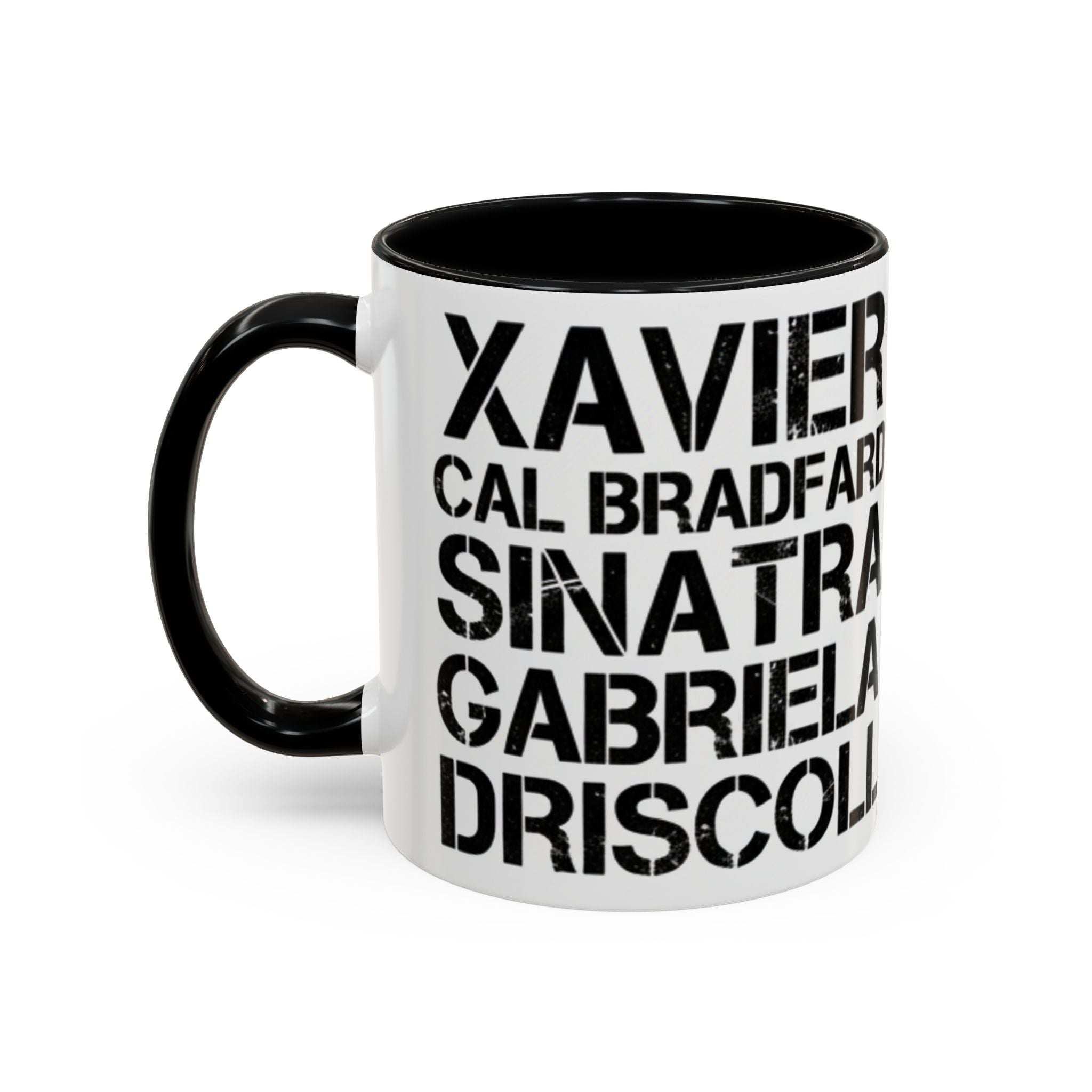 Paradise TV Show Typography Names Accent Coffee Mug — Bold Black Name List Design (11/15oz) - Creations by Chris and Carlos