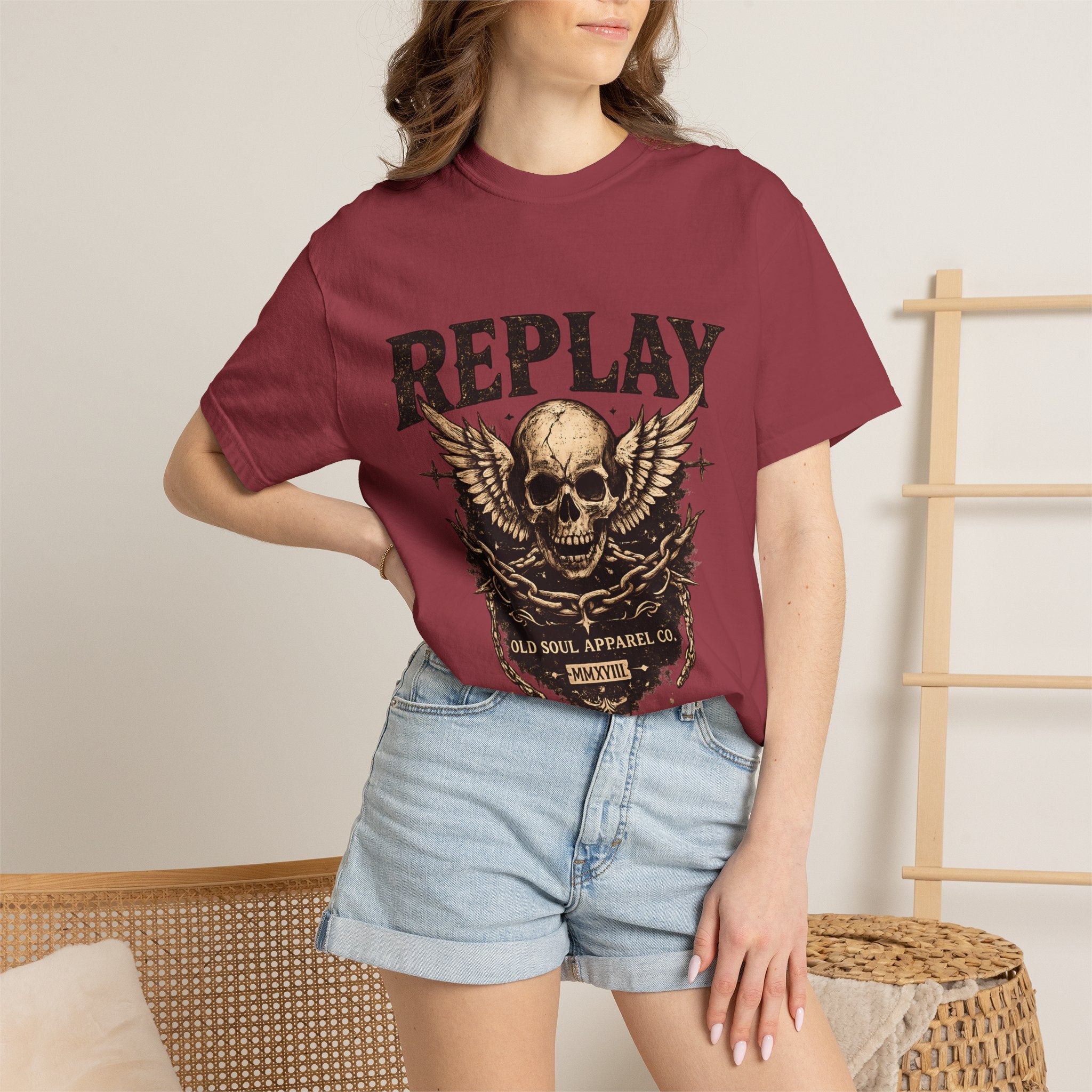 Replay Skull T-Shirt — Vintage Rock Graphic Tee - Creations by Chris and Carlos