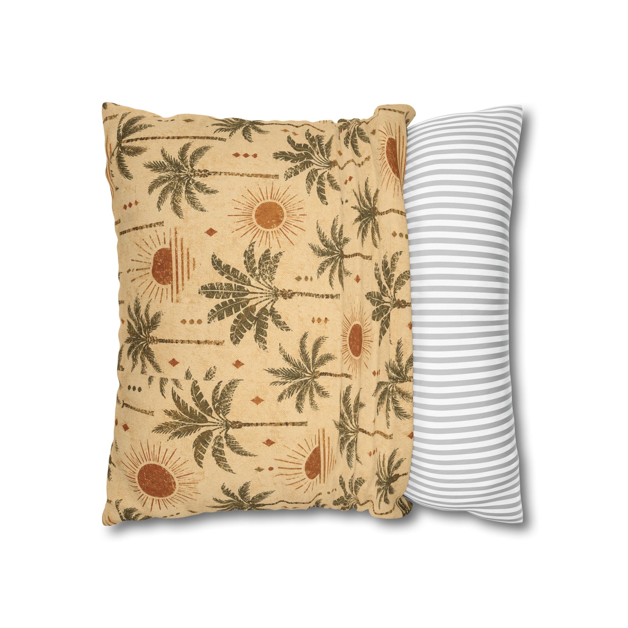 Tropical Palm Sunset Pillowcase — Boho Beach Decorative Throw Pillow Cover - Creations by Chris and Carlos