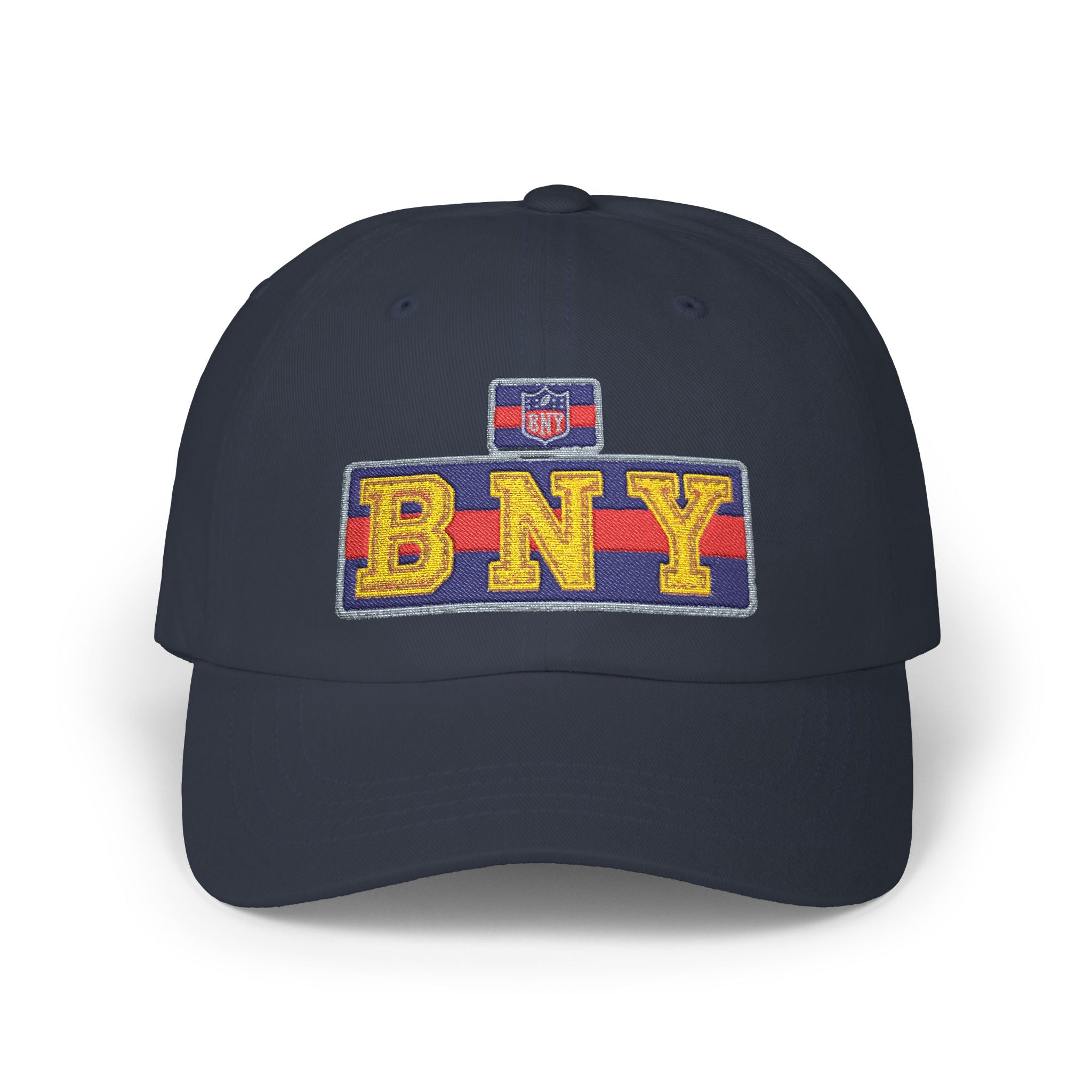 BNY Embroidered Dad Cap — Vintage Varsity Patch Baseball Hat - Creations by Chris and Carlos