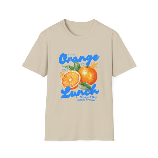 Orange Lunch Graphic T-Shirt — "An Orange A Day Makes My Day" Retro Fruit Tee - Creations by Chris and Carlos