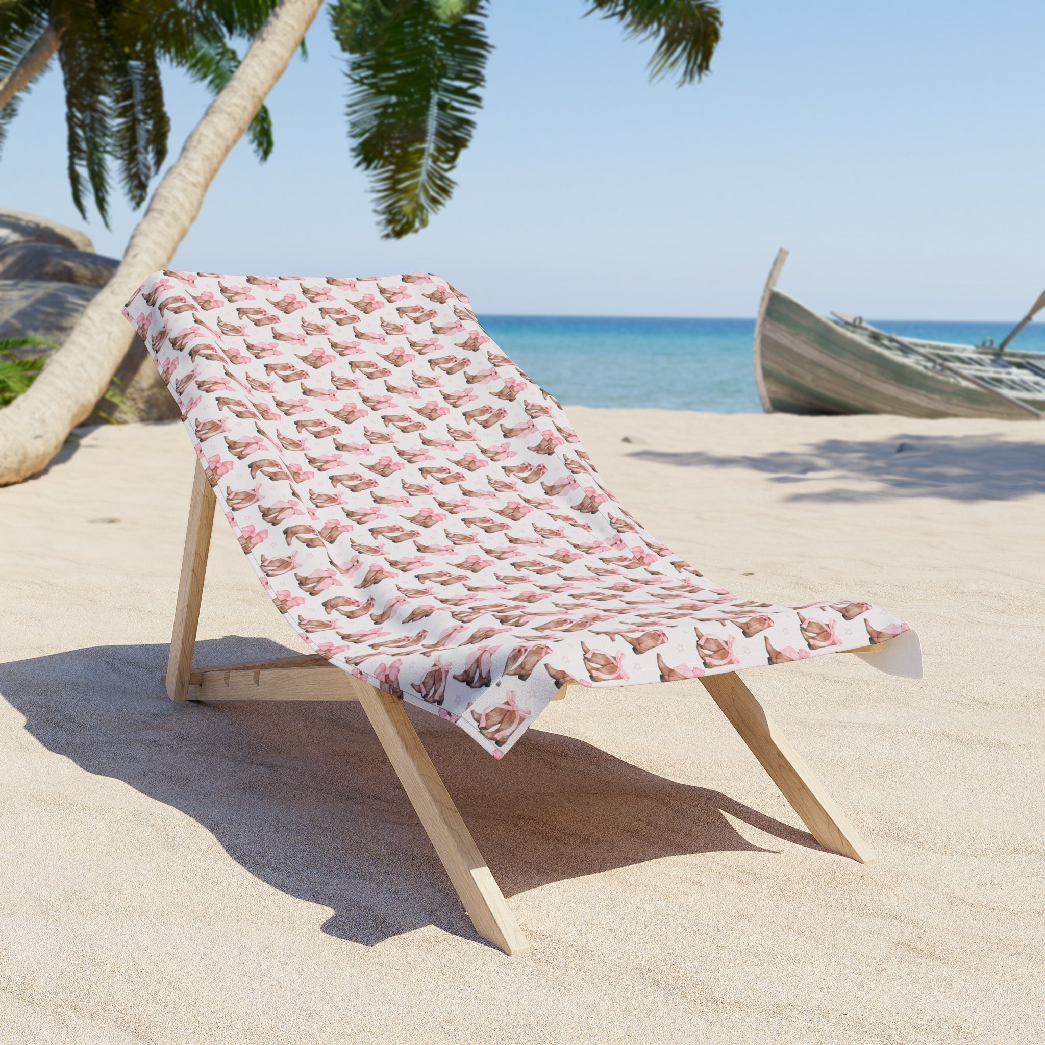 Seashell Pattern Beach Towel – Pink Shell Print Summer Towel - Creations by Chris and Carlos