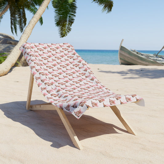 Seashell Pattern Beach Towel – Pink Shell Print Summer Towel - Creations by Chris and Carlos