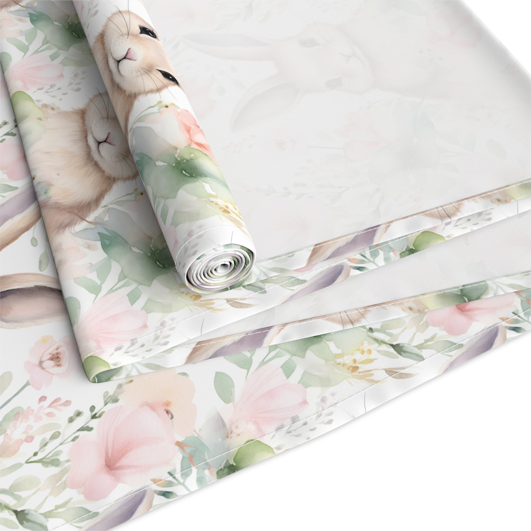 Easter Bunny Floral Table Runner — Spring Cotton-Poly Dining Decor - Creations by Chris and Carlos