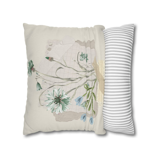 Botanical Watercolor Pillow - Vintage Floral Square Throw Pillowcase - Creations by Chris and Carlos