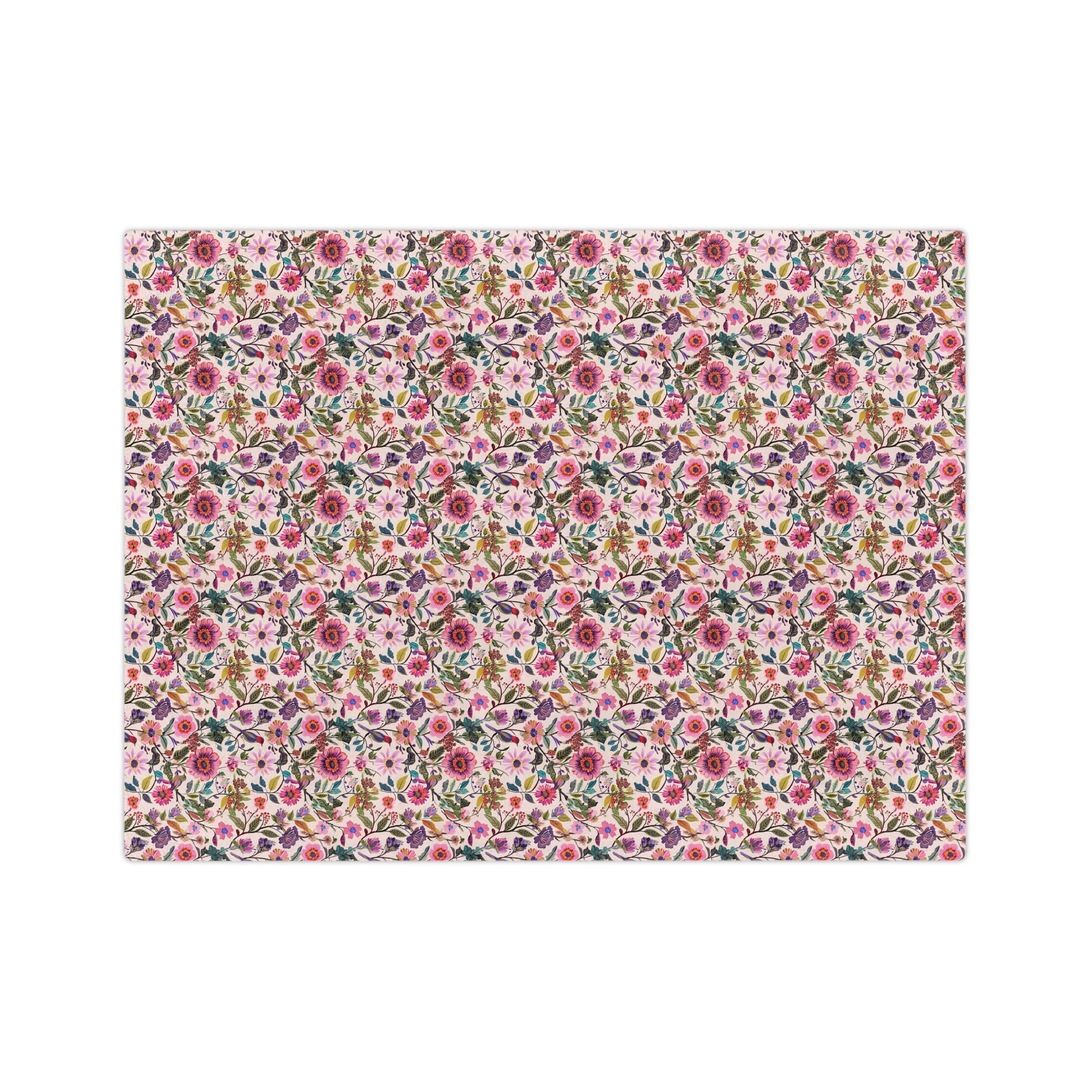 Floral Velveteen Microfiber Blanket — Pink Garden Rose Pattern, Soft Cozy Throw for Bedroom & Gifts - Creations by Chris and Carlos