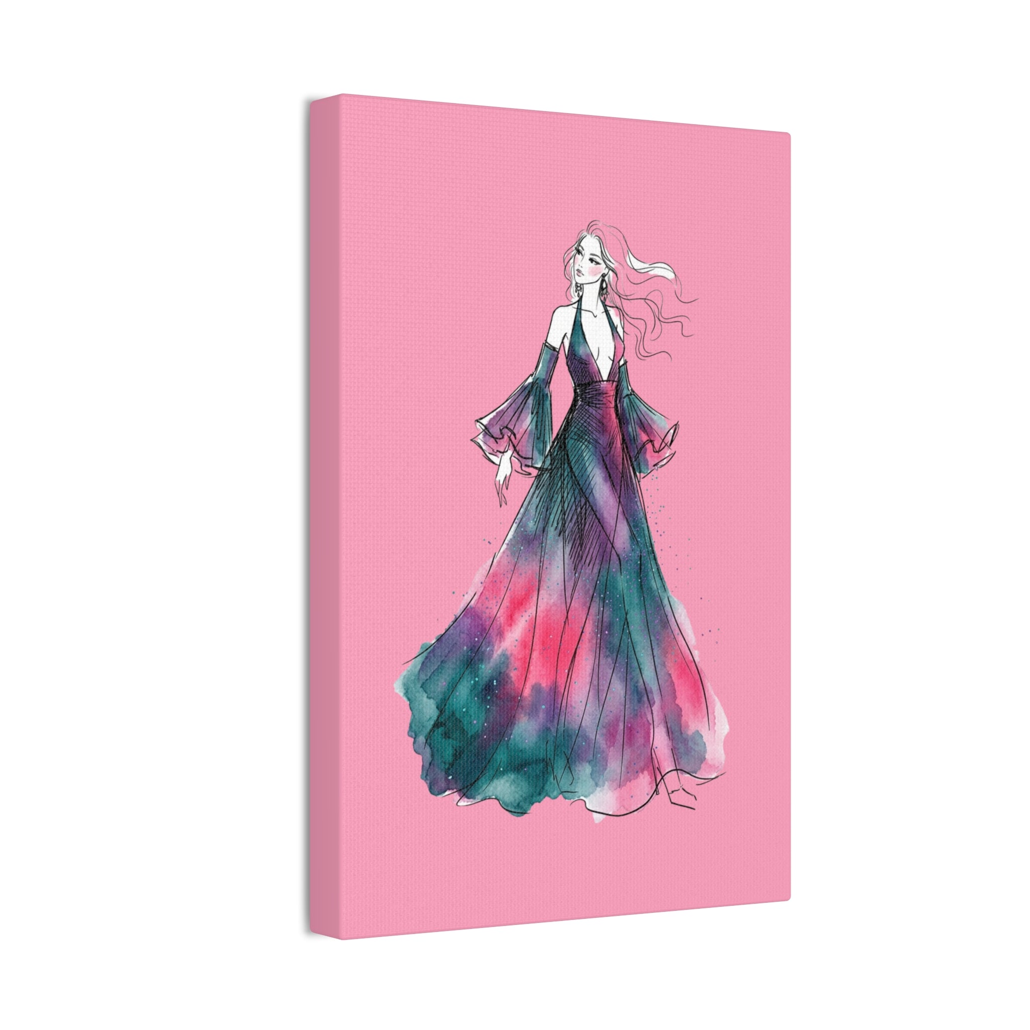 Watercolor Evening Gown Canvas Art — Fashion Illustration Wall Decor - Creations by Chris and Carlos