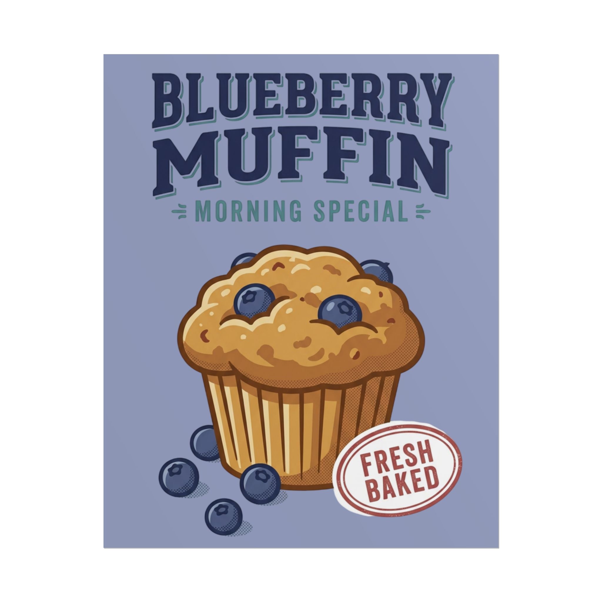 Blueberry Muffin Poster - 'Morning Special' Fresh Baked Kitchen Wall Art - Creations by Chris and Carlos