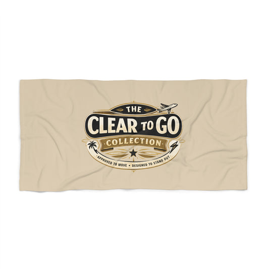Clear To Go Collection Beach Towel – Vintage Travel Logo - Creations by Chris and Carlos