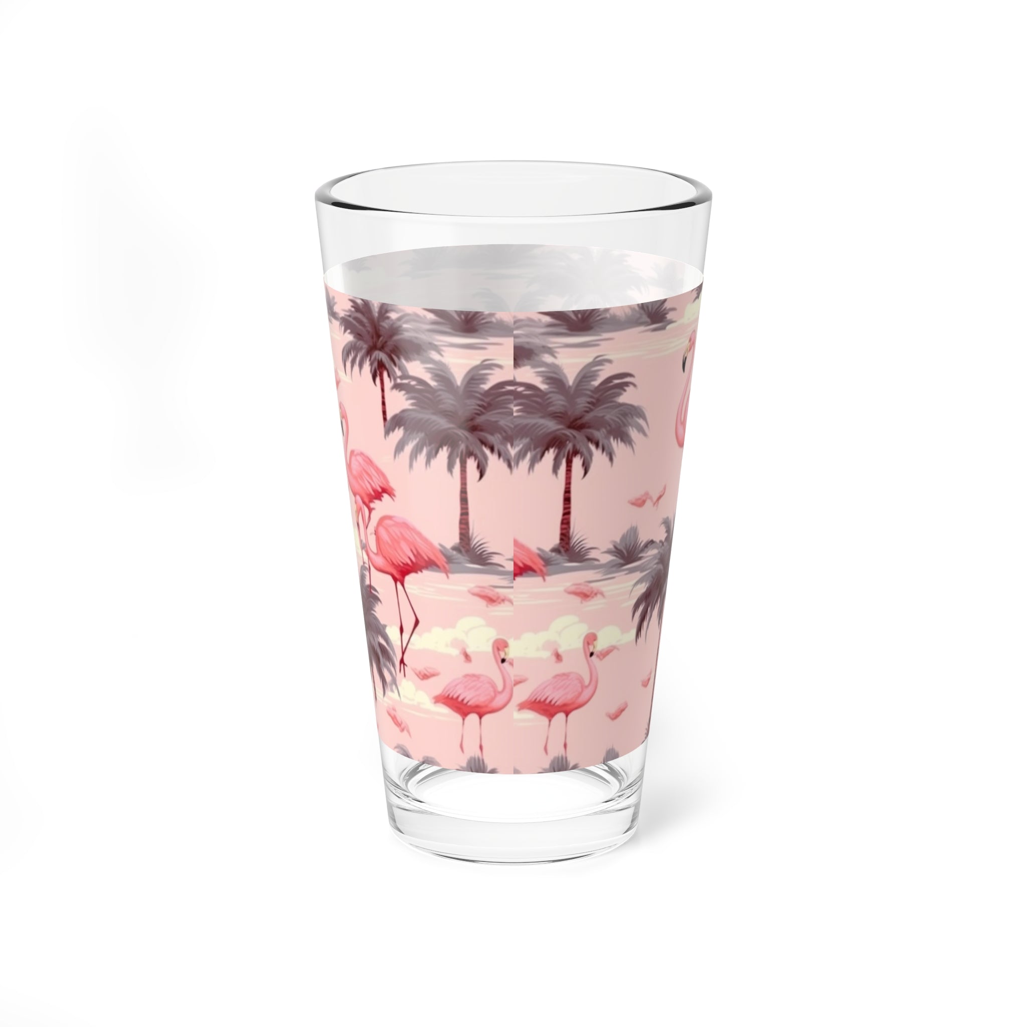 Pink Flamingo's- Mixing Glass, 16oz - Creations by Chris and Carlos