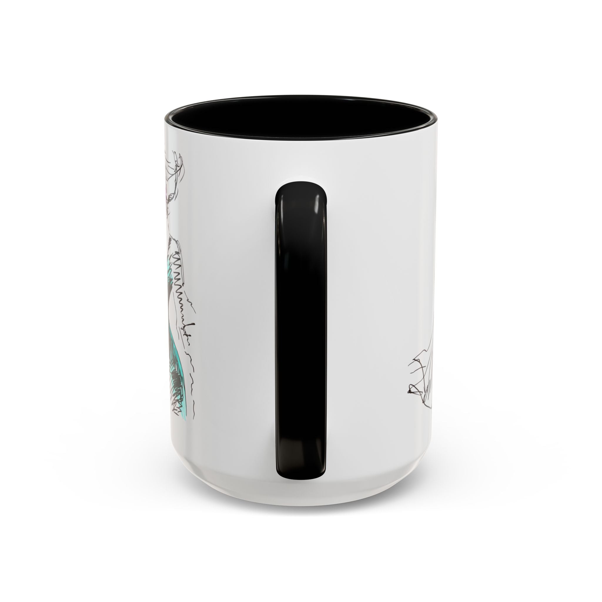 Fashion Sketch Accent Coffee Mug — Chic Hand-Drawn Dress Illustration (11/15 oz) - Creations by Chris and Carlos