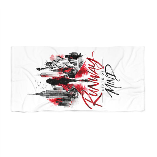 Runaway Mind Beach Towel — Urban Skyline Red & Black Graphic - Creations by Chris and Carlos