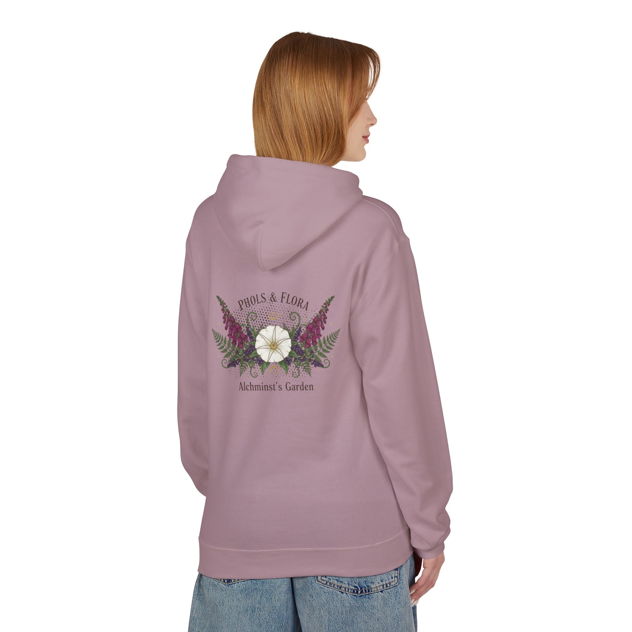 Botanical Alchemist Hoodie — Phols & Flora "Alchimist’s Garden" Floral Back Print - Creations by Chris and Carlos