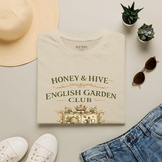 English Garden Club T-Shirt — "Honey & Hive" Vintage Floral Tee - Creations by Chris and Carlos