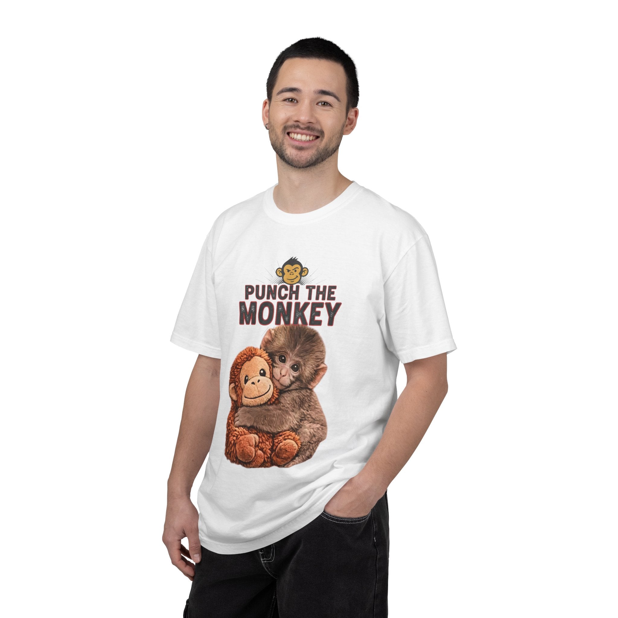 Punch the Monkey T-Shirt — Cute Baby Monkey with Plush Toy Graphic - Creations by Chris and Carlos