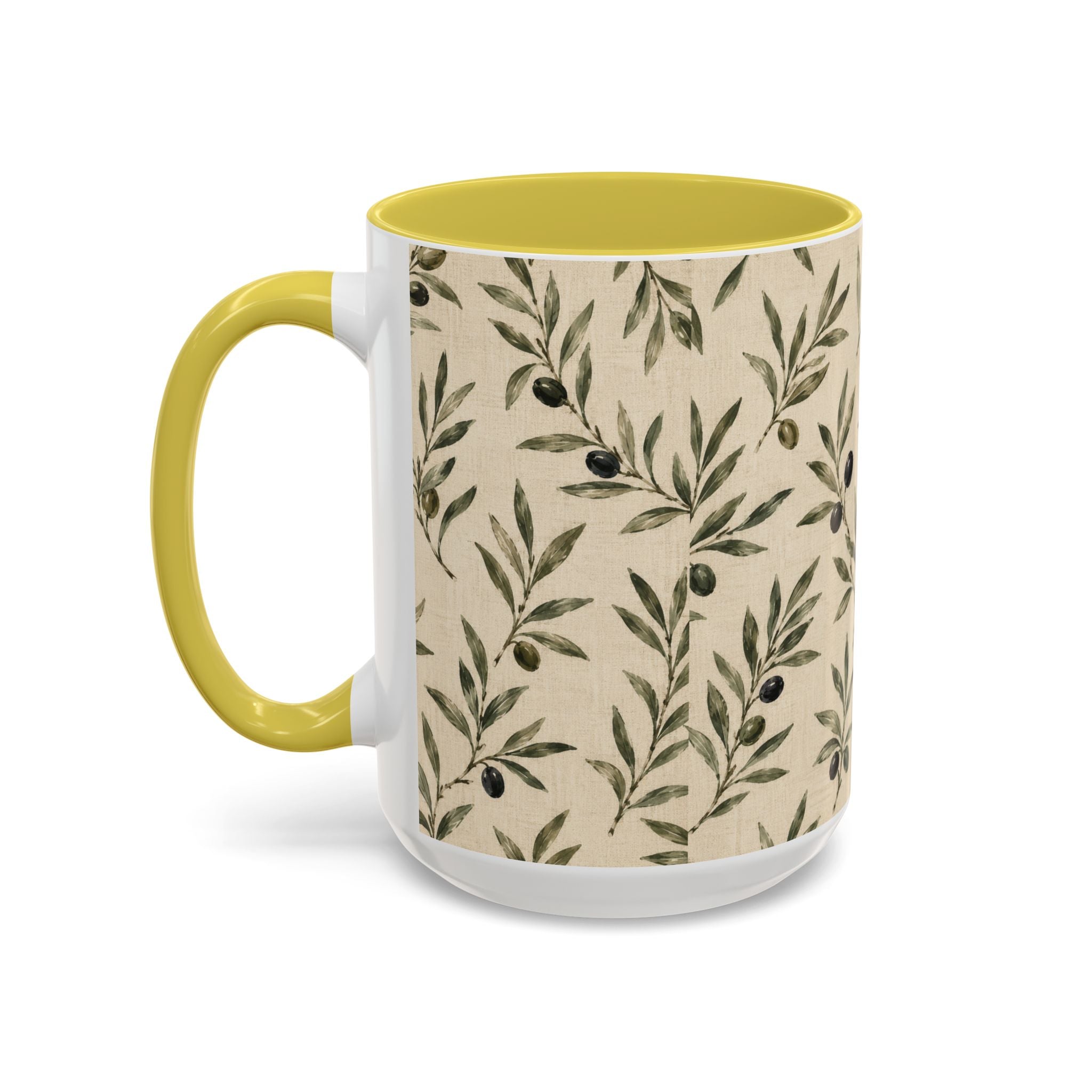 Olive Branch Pattern Ceramic Mug (11oz, 15oz) - Creations by Chris and Carlos