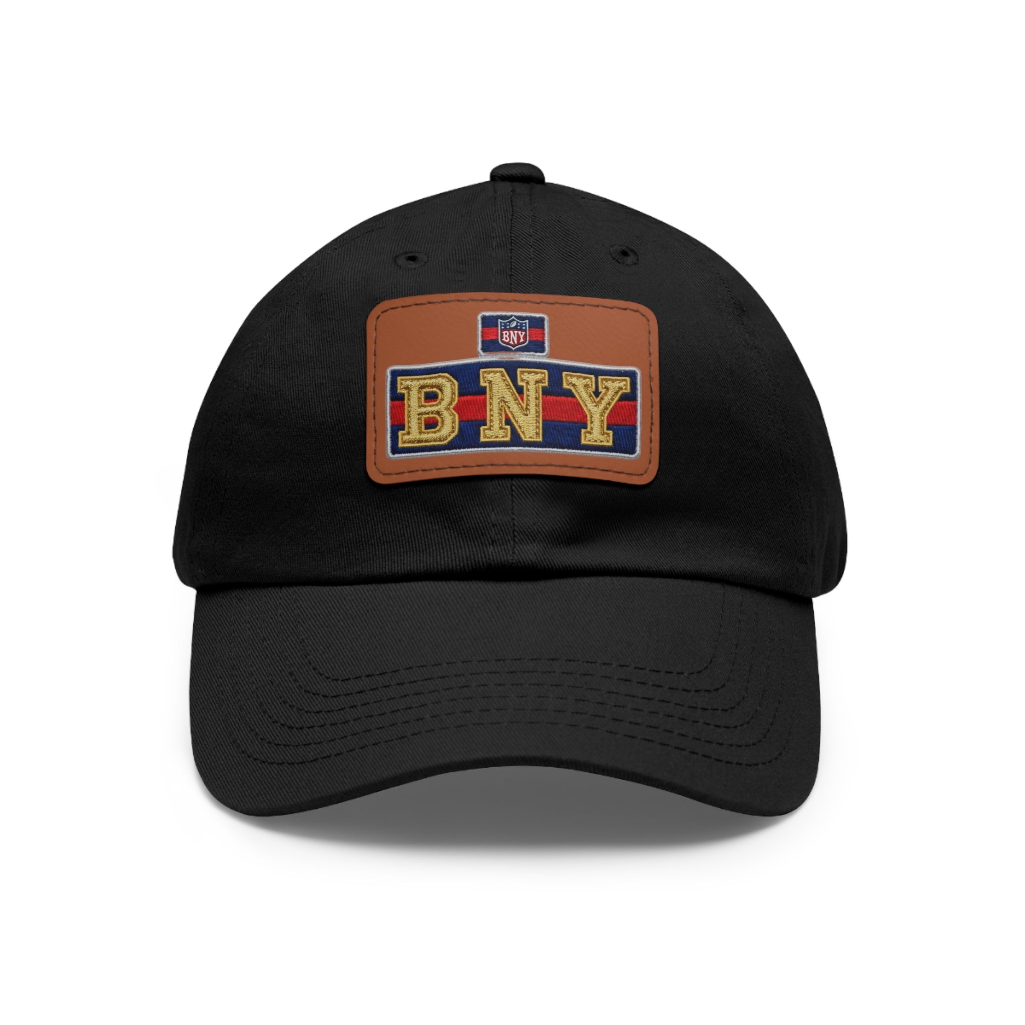 BNY Leather Patch Dad Hat – Vintage Varsity Baseball Cap - Creations by Chris and Carlos