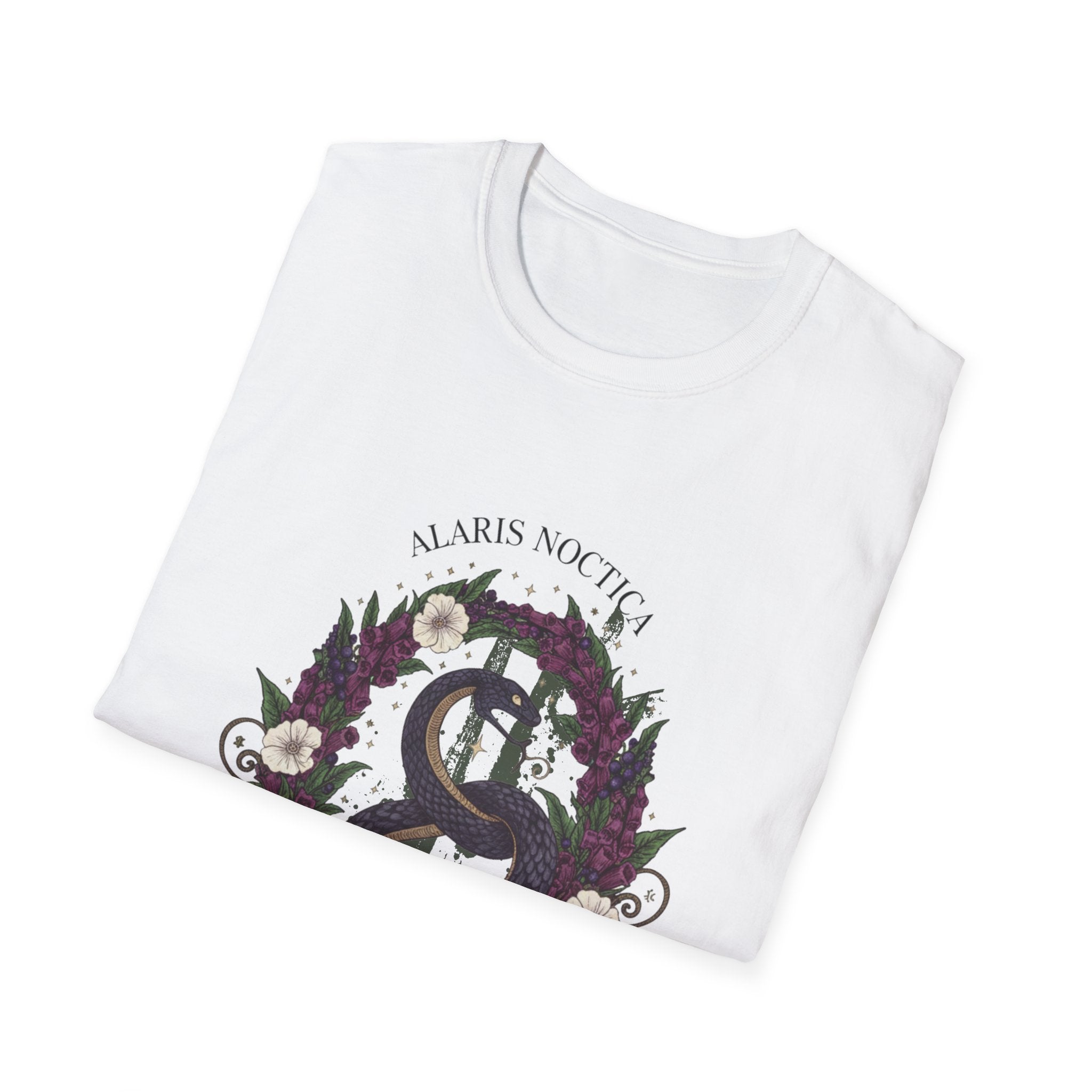 Snake & Wreath Graphic T-Shirt — 'Alarm's Nothing' Floral Gothic Tee - Creations by Chris and Carlos