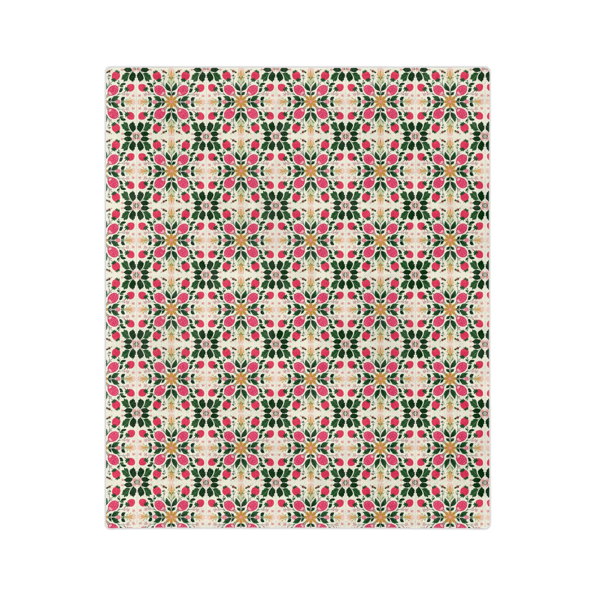 Floral Kaleidoscope Velveteen Blanket – Pink Green Geometric Microfiber Throw - Creations by Chris and Carlos