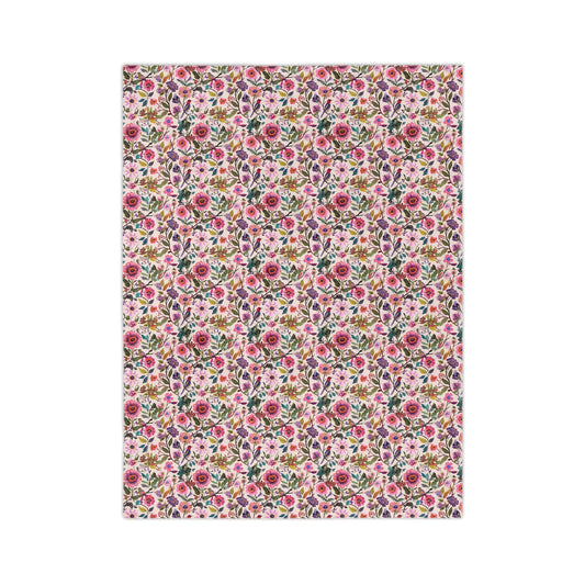 Floral Velveteen Microfiber Blanket — Pink Garden Rose Pattern, Soft Cozy Throw for Bedroom & Gifts - Creations by Chris and Carlos