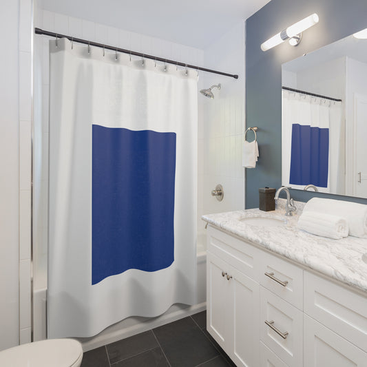 Navy Minimalist Square Shower Curtain — Modern Geometric Bathroom Decor - Creations by Chris and Carlos