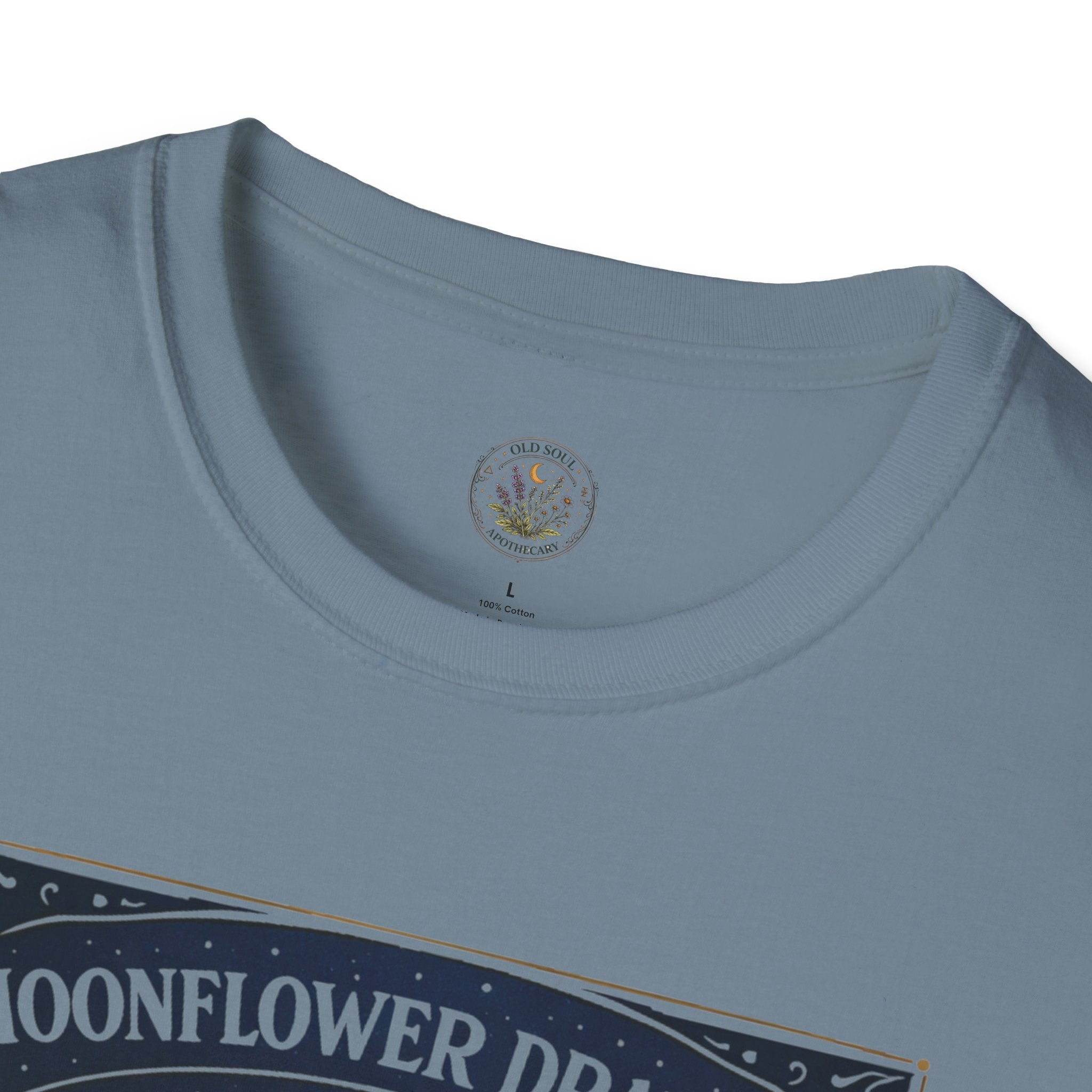 Old Soul Apothecary Moonflower Draught T‑Shirt — Botanical Moon Phase Graphic Tee - Creations by Chris and Carlos