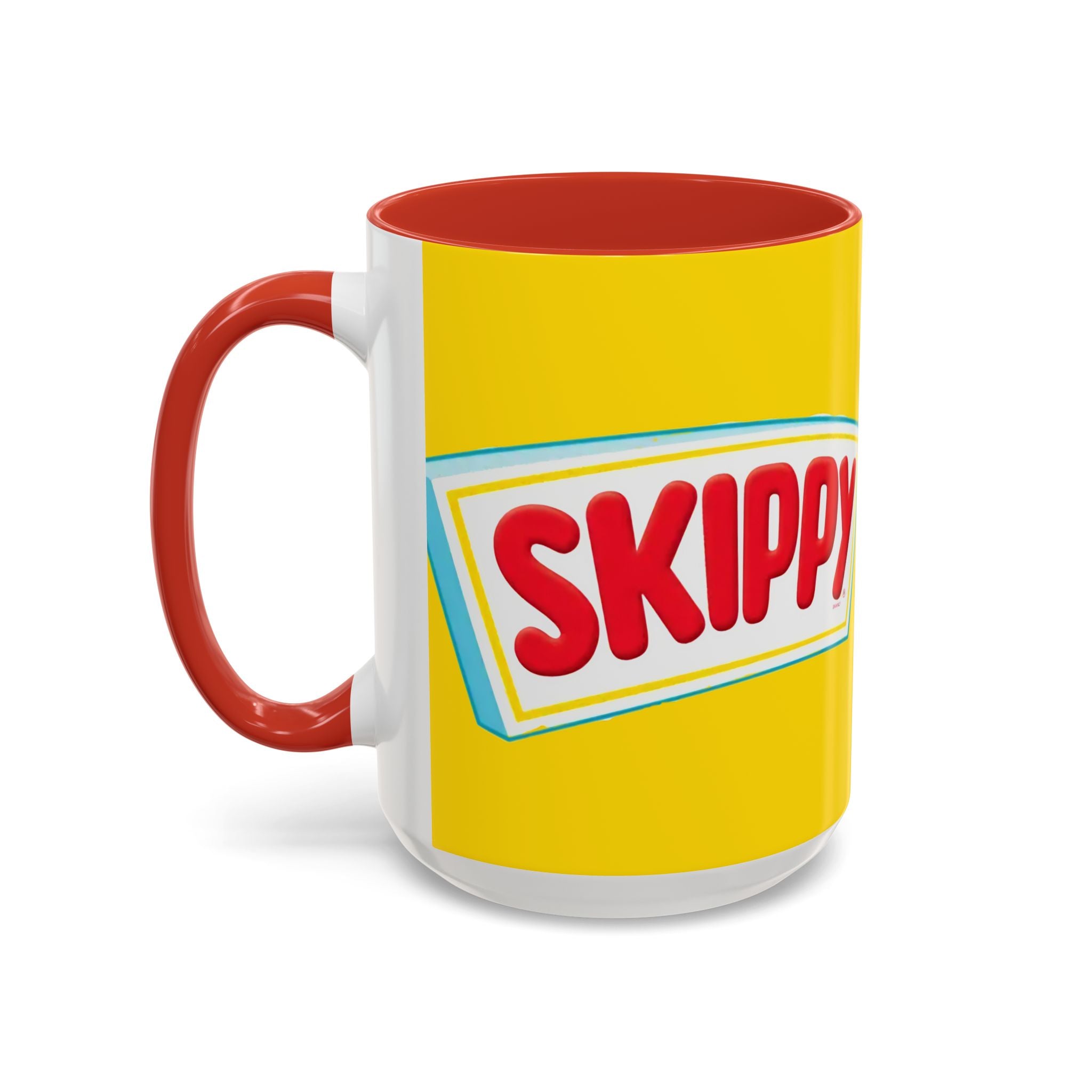 Skippy Retro Logo Coffee Mug — Yellow Accent Peanut Butter Inspired 11/15oz - Creations by Chris and Carlos