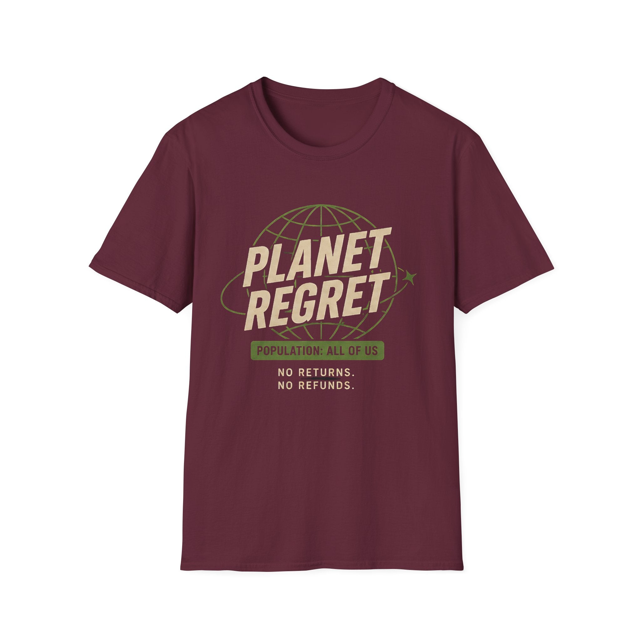 Planet Regret Graphic T-Shirt — Eco-Sarcastic Earth Awareness Tee - Creations by Chris and Carlos