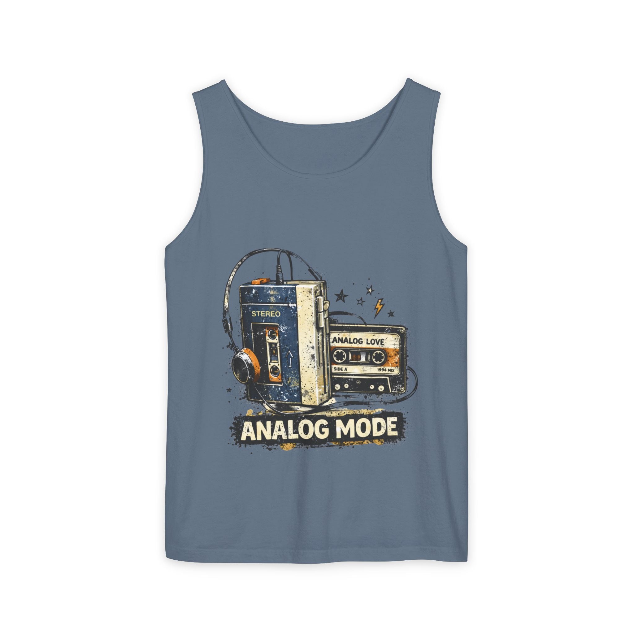 Analog Mode Tank Top — Retro Cassette & Headphones Vintage Music Tee - Creations by Chris and Carlos