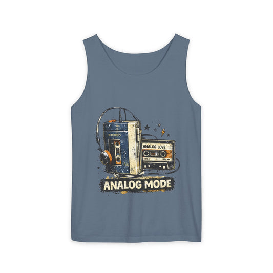 Analog Mode Tank Top — Retro Cassette & Headphones Vintage Music Tee - Creations by Chris and Carlos