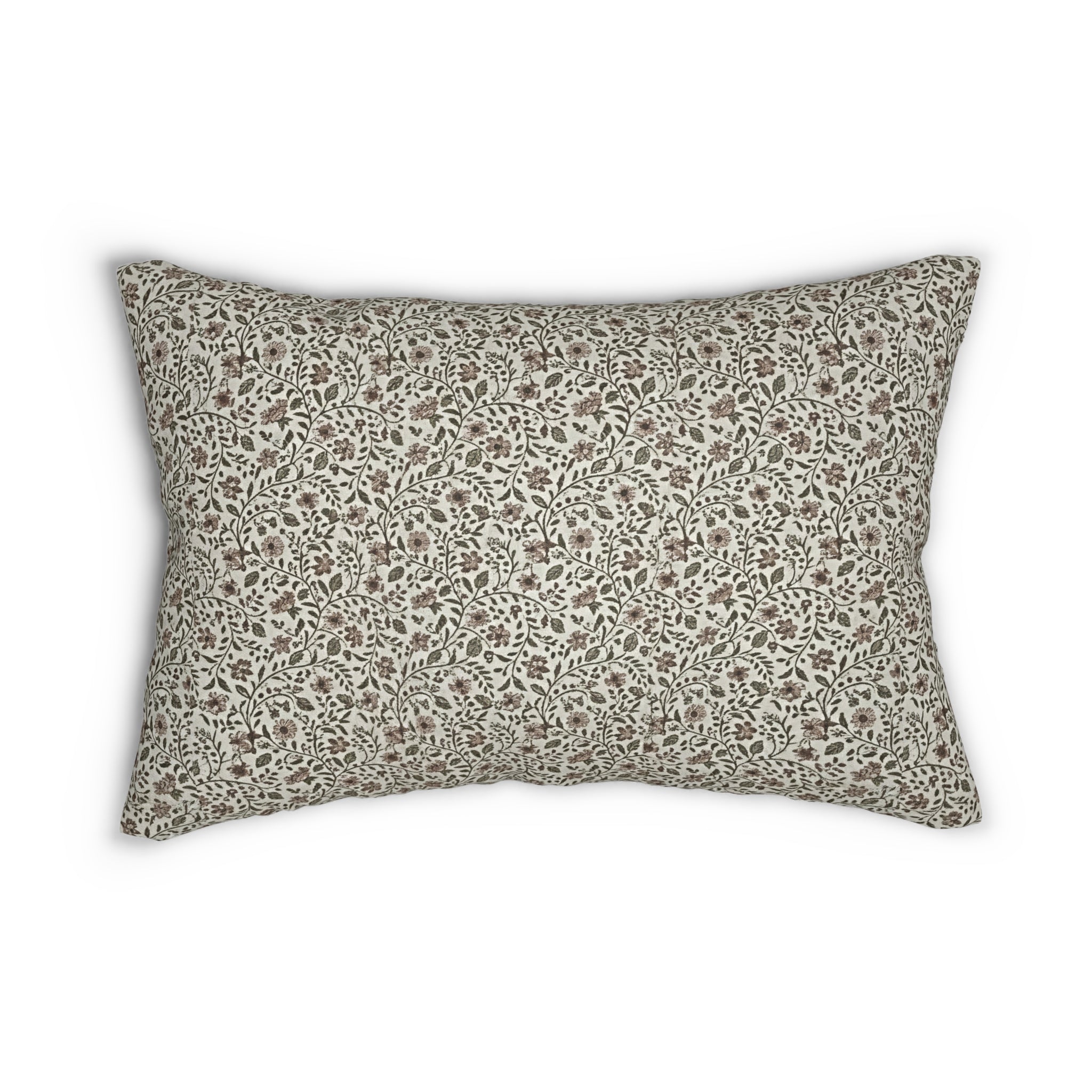 Floral Vine Lumbar Pillow — Neutral Botanical Throw Pillow - Creations by Chris and Carlos