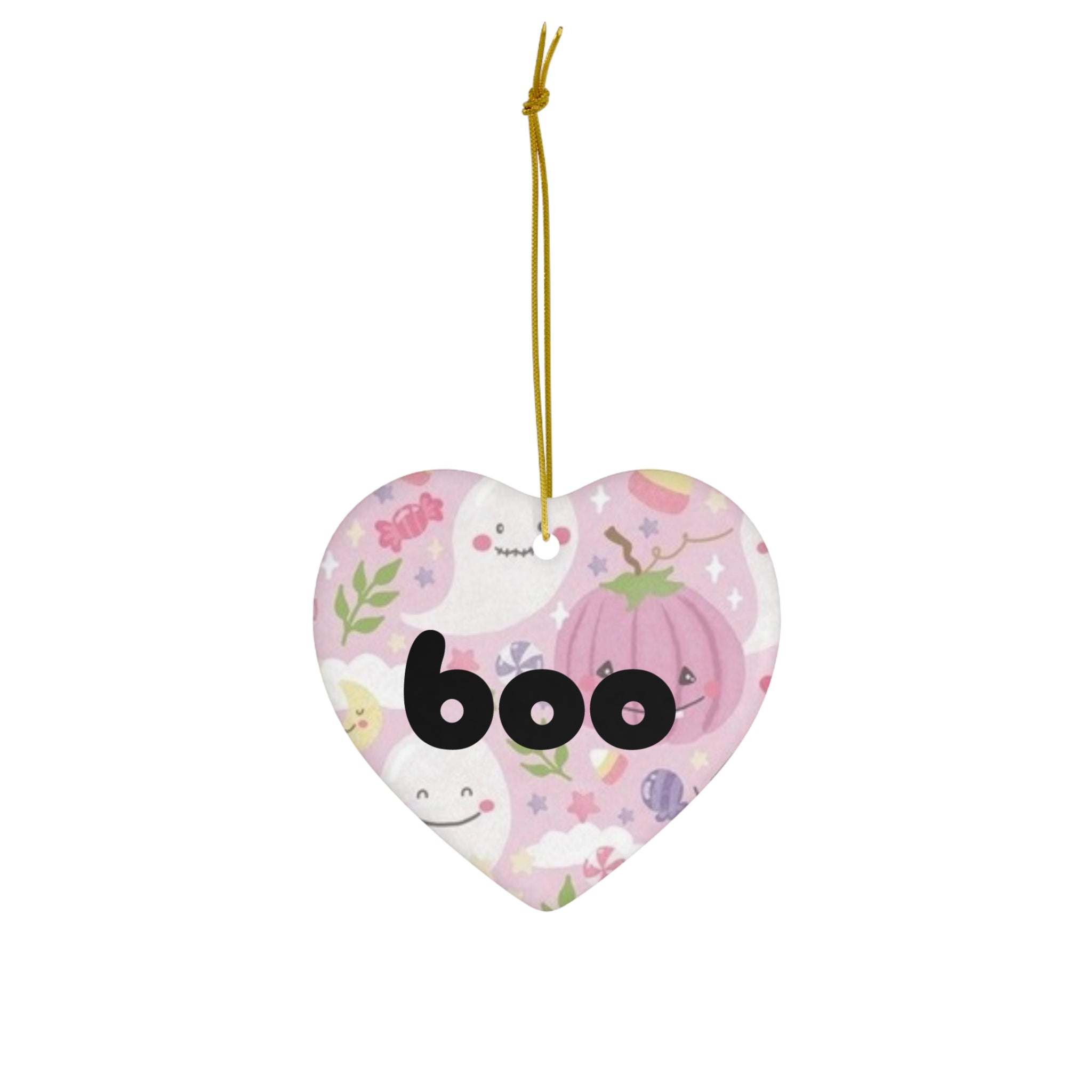 Halloween Pink Ghosts- boo Ceramic Ornament, 4 Shapes - Creations by Chris and Carlos