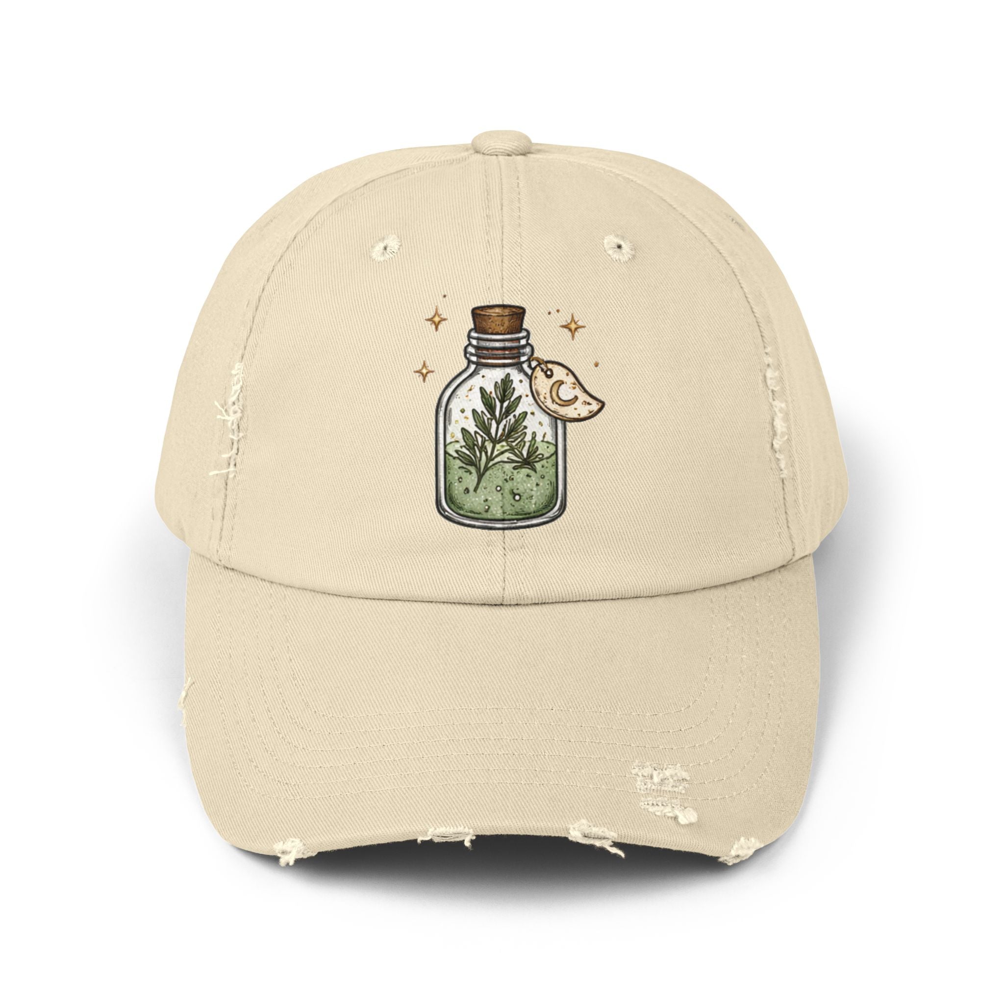 Old Soul Apothecary Distressed Black Cap with Botanical Potion Bottle & Moon Patch - Creations by Chris and Carlos