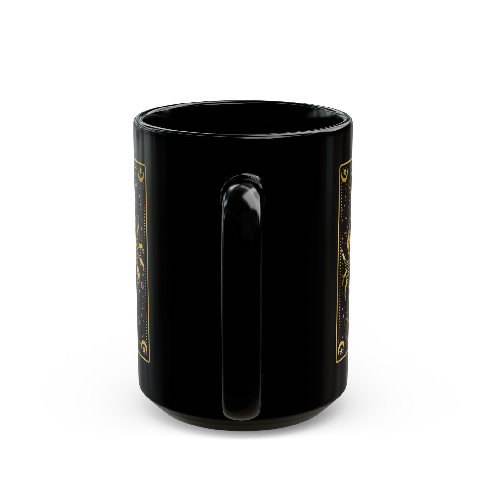 Cancer Zodiac Black Mug — Gold Astrological Tarot-Style Coffee Cup (11oz/15oz) - Creations by Chris and Carlos