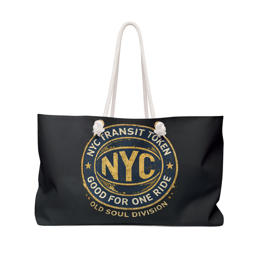 The Foundry Collective NYC Transit Token Weekender Bag — Vintage 'Good For One Ride' Travel Tote - Creations by Chris and Carlos