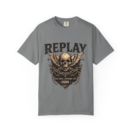 Replay Skull T-Shirt — Vintage Rock Graphic Tee - Creations by Chris and Carlos