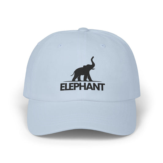 Elephant Logo Dad Cap – Embroidered Classic White Baseball Hat - Creations by Chris and Carlos