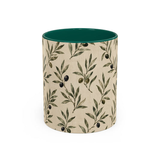 Olive Branch Pattern Ceramic Mug (11oz, 15oz) - Creations by Chris and Carlos
