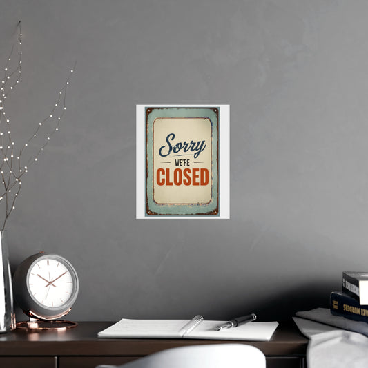 Vintage 'Sorry We're Closed' Matte Poster — Retro Shop Sign Wall Art - Creations by Chris and Carlos