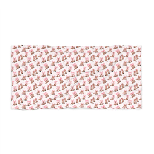 Seashell Pattern Beach Towel – Pink Shell Print Summer Towel - Creations by Chris and Carlos